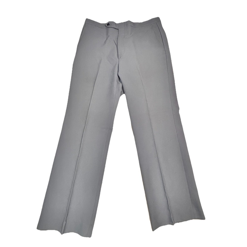 Anthony's Men's Dress Pants Gray Flat Front Trousers 32x28‎ Cuffed Hem